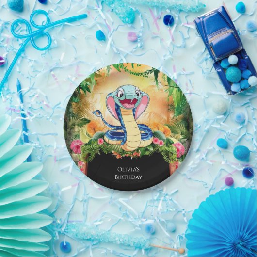 Assiettes En Carton Pastel Reptiles Serpent Anniversaire (Fête)
