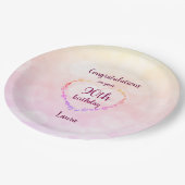 Assiettes En Carton Pastel rose 90e anniversaire (Angle)