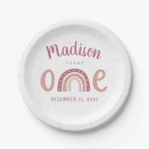 Assiettes En Carton Pastel Rose Arc En Ciel Votre Nom Tourne Un Annive