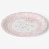 Assiettes En Carton Pastel rose joli ruban arc bébé fille douche (Angle)