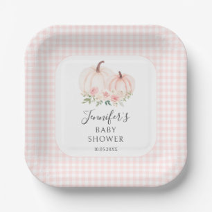 Assiettes En Carton Pastel Rose Petit Citrouille Floral Baby Girl Douc