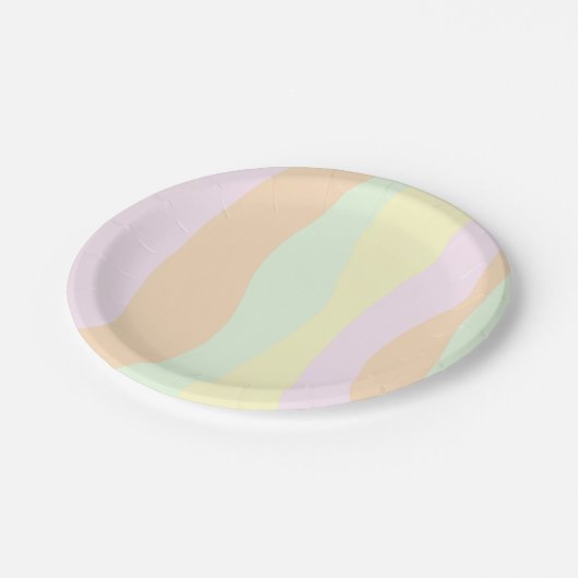 Assiettes En Carton Pastel Rose, Vert, Bleu, Orange, Eau Jaune (Angle)