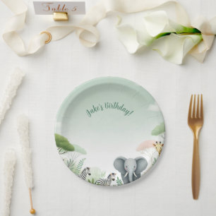 Assiettes En Carton Pastel Safari Jungle Plaques de papier pour la fêt