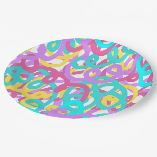 Assiettes En Carton Pastel Spirales Abstrait Imprimer (Angle)