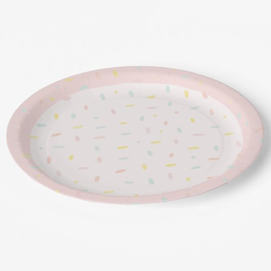 Assiettes En Carton Pastel Sprinkle Confetti Pink Ice Cream Birthday (Angle)