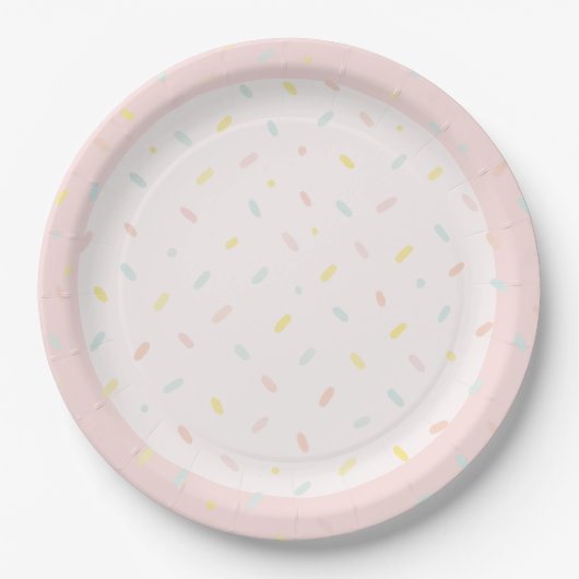 Assiettes En Carton Pastel Sprinkle Confetti Pink Ice Cream Birthday (Devant)
