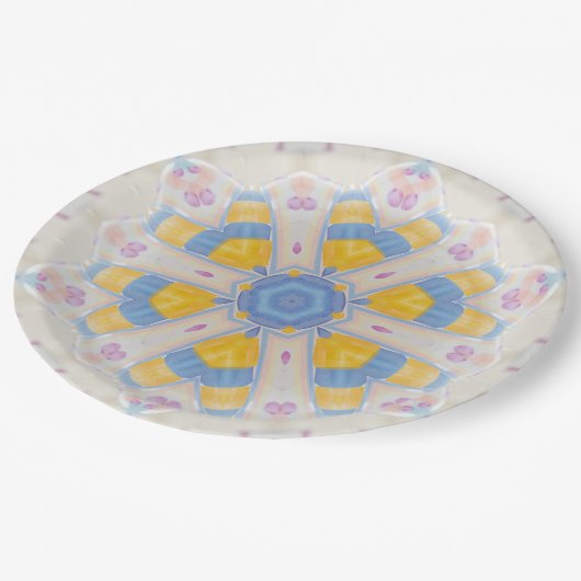 Assiettes En Carton Pastel Star Sweet Rose Jaune Bleu Coeur (Angle)