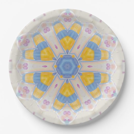 Assiettes En Carton Pastel Star Sweet Rose Jaune Bleu Coeur (Devant)