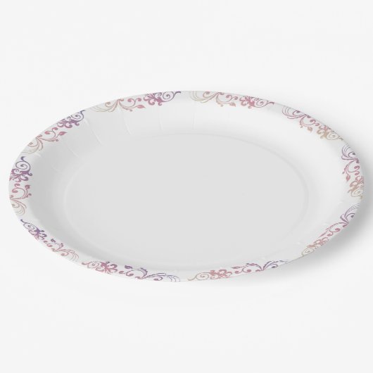 Assiettes En Carton Pastel Swirls (Angle)