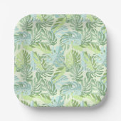 Assiettes En Carton Pastel Tropical Palm Leaves (Recto)