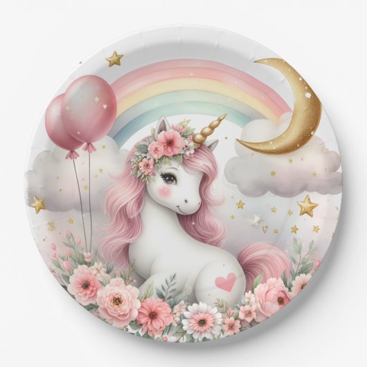Assiettes En Carton Pastel Unicorn (Devant)