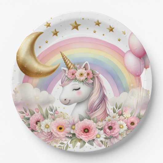 Assiettes En Carton Pastel Unicorn (Devant)