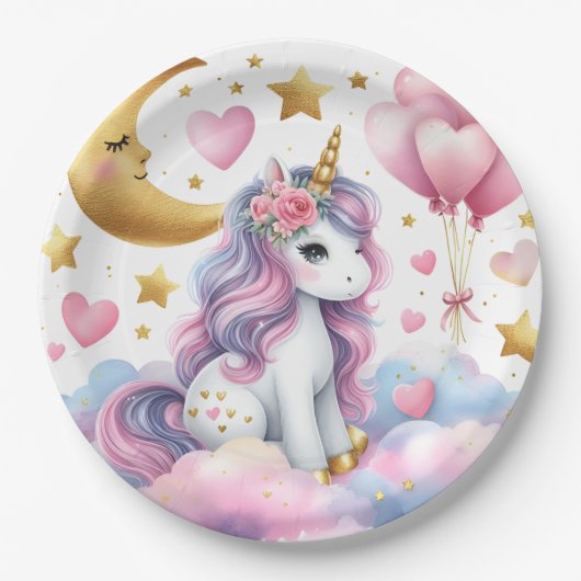 Assiettes En Carton Pastel Unicorn (Devant)