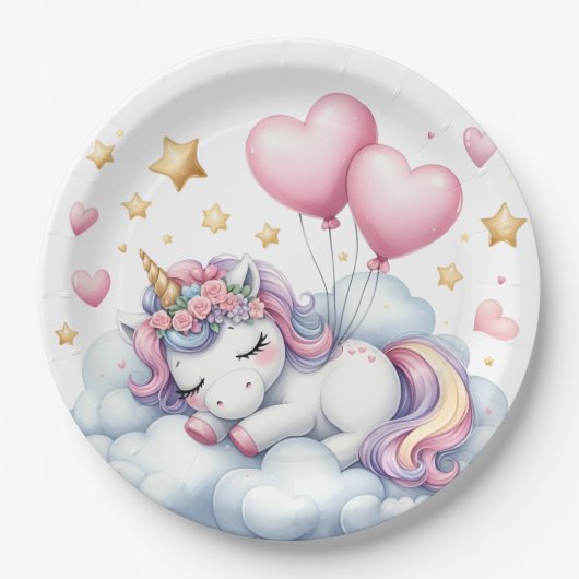 Assiettes En Carton Pastel Unicorn (Devant)