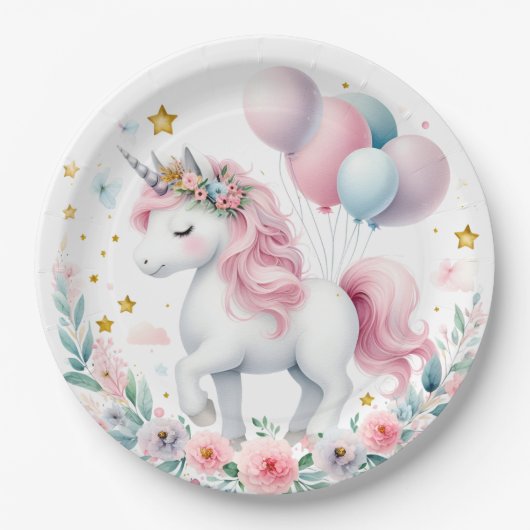 Assiettes En Carton Pastel Unicorn (Devant)