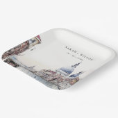 Assiettes En Carton Pastel Venice Italie Canaux Aquarelle Mariage (Angulaire)