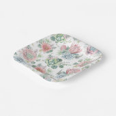 Assiettes En Carton Pastel Watercolor Succulent et Motif Cactus (Angulaire)