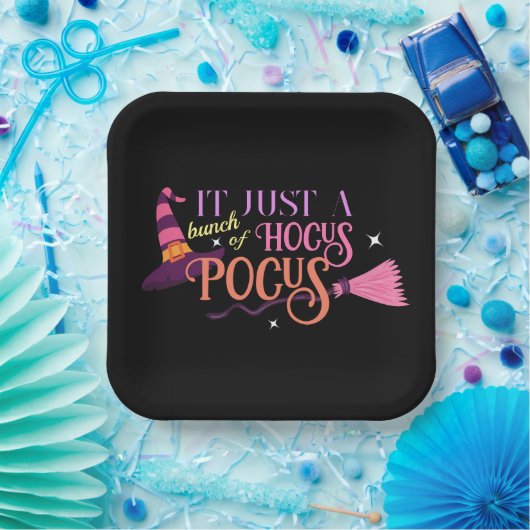 Assiettes En Carton Pastel Witch Hocus Pocus Halloween Casquette Broom (Fête)