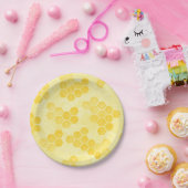 Assiettes En Carton Pastel Yellow Honeycomb Pattern (Fête)