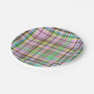 Assiettes En Carton Pastels au chocolat Plaid 25 PLAQUES DE FÊTE PAPIE