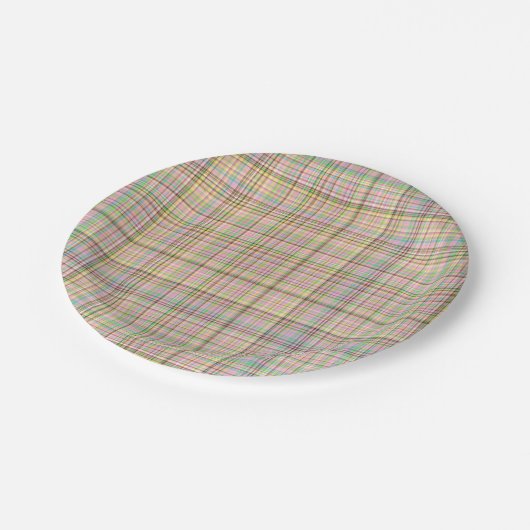 Assiettes En Carton Pastels au chocolat Plaid 8 PAPIERS PLATS (Angle)