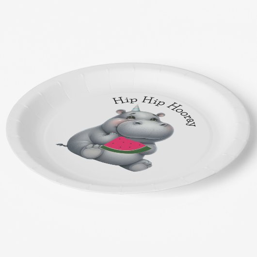 Assiettes En Carton Pastèque gris Hippo (Angle)