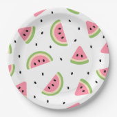 Assiettes En Carton Pastèque rose, Graines de pastèque, Motif d'été (Devant)