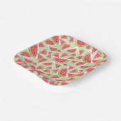 Assiettes En Carton Pastèque Vert Multi carré (Angulaire)