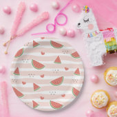 Assiettes En Carton Pastèques rouges, Coeurs, Grandes Pâtes, Motif d'é (Fête)