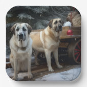 Assiettes En Carton Pasteur anatolien Snowy Sleigh Décor de Noël (Recto)