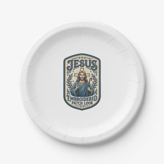 Assiettes En Carton Patch brodé Jésus Regardez Patch brodé Jésus (Devant)