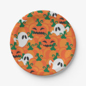 Assiettes En Carton Patch Citrouille Haunted Halloween Ghosts (Devant)