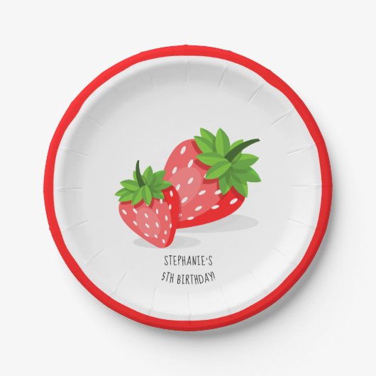 Assiettes En Carton Patch fraise (Devant)