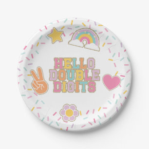 Assiettes En Carton Patch Preppy Hello Double chiffres 10e anniversair