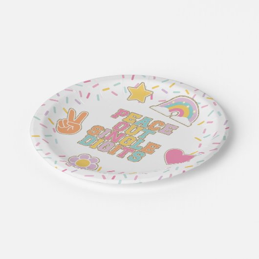 Assiettes En Carton Patch Preppy Peace Out Chiffres simples 10e annive (Angle)