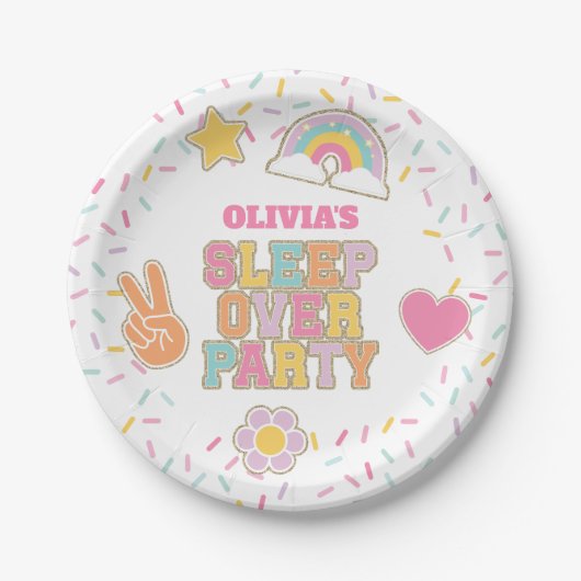Assiettes En Carton Patch Preppy Sleepover Anniversaire (Devant)