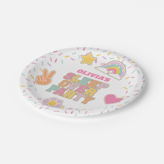Assiettes En Carton Patch Preppy Sleepover Anniversaire (Angle)