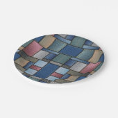 Assiettes En Carton Patchwork Denim (Angle)