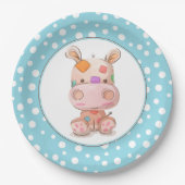 Assiettes En Carton Patchwork Hippo Enfant's Blue Anniversaire (Devant)