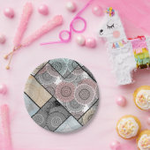 Assiettes En Carton Patchwork quilt céramique cercles mandala pâte (Fête)