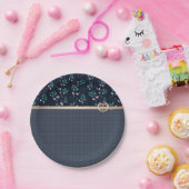 Assiettes En Carton Patchwork, Rétro, blau (Fête)