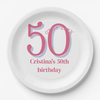Assiettes En Carton PÂTE À PASTEL ROSE 50 anniversaire anniversaire de