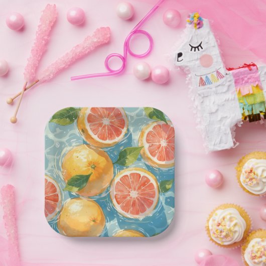 Assiettes En Carton Pâte de pamplemousse (Fête)