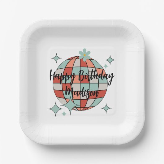 Assiettes En Carton Patinage à rouleaux rétro Papier d'anniversaire Na (Recto)