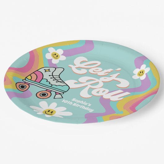 Assiettes En Carton Patinage à rouleaux rétroactif Plaques en papier d (Angle)