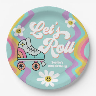 Assiettes En Carton Patinage à rouleaux rétroactif Plaques en papier d