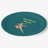 Assiettes En Carton Patinage artistique rétro en rose Joyeux anniversa (Angle)