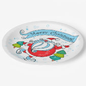 Assiettes En Carton Patinage lunaire Père Noël | Joyeux Noël (Angle)