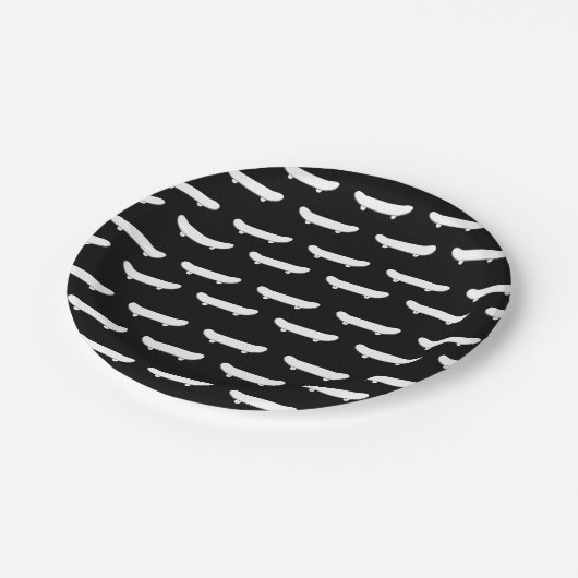 Assiettes En Carton Patinage noir monochrome Patinage urbain (Angle)