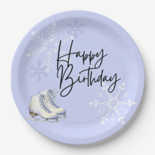 Assiettes En Carton Patinage sur glace Flambeau de neige d'hiver Fête